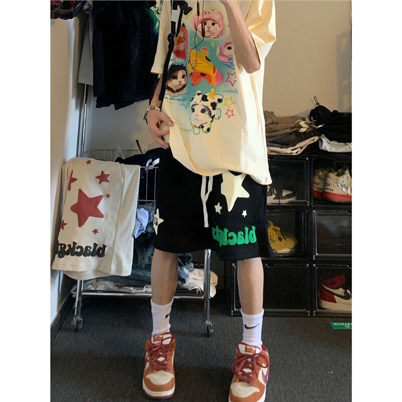 American-style High Street Star Printed Drawstring All-match Sports Shorts Women's Fashion Brand Summer Hip-hop Loose Casual Pants American-style High Street Star Printed Drawstring All-match Sports Shorts Women's Fashion Brand Summer Hip-hop Loose Casual Pants
