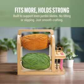 跨境木质毛线架移动纱线架多层毛线支架带手机支架可旋转线轴架