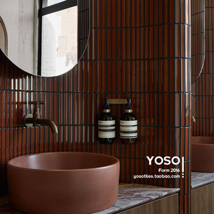 There Are Burgundy Long Mosaic Tiles, Off-White Bathroom Wall Tiles, Bathroom Kitchen Bar Background Wall Tiles