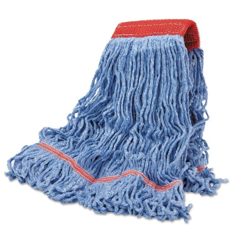 Heavy Duty Commercial Mop Head Replacement, Wet Industrial Cotton Ring End Line Cleaning Mop Head Replacement, Blue Mop
