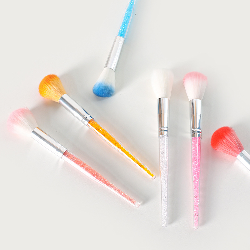Princesa cepillo de uñas cepillo suelto polvo de uñas cepillo de rubor mango largo con tubo de perforación cepillo de limpieza de uñas polvo de uñas cepillo de polvo