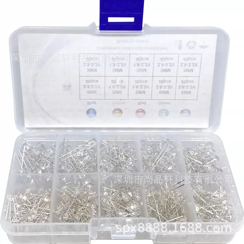 300 5 colors 3mm 5mmLED light -emitting diode white hair red