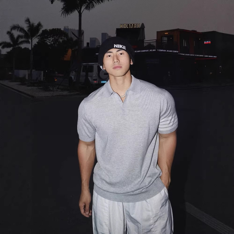 American Retro Striped Short-Sleeve Knit Shirt Couple's Solid Color Polo Shirt Half-Sleeve Turn-Down Collar T-Shirt Casual Four-Bar Top American Retro Striped Short-Sleeve Knit Shirt Couple's Solid Color Polo Shirt Half-Sleeve Turn-Down Collar T-Shirt Casual Four-Bar Top