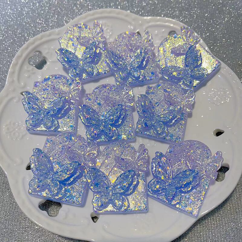 【爆闪蝴蝶卡牌】40×36mm手工DIY饰品手机壳镜子发饰树脂|undefined