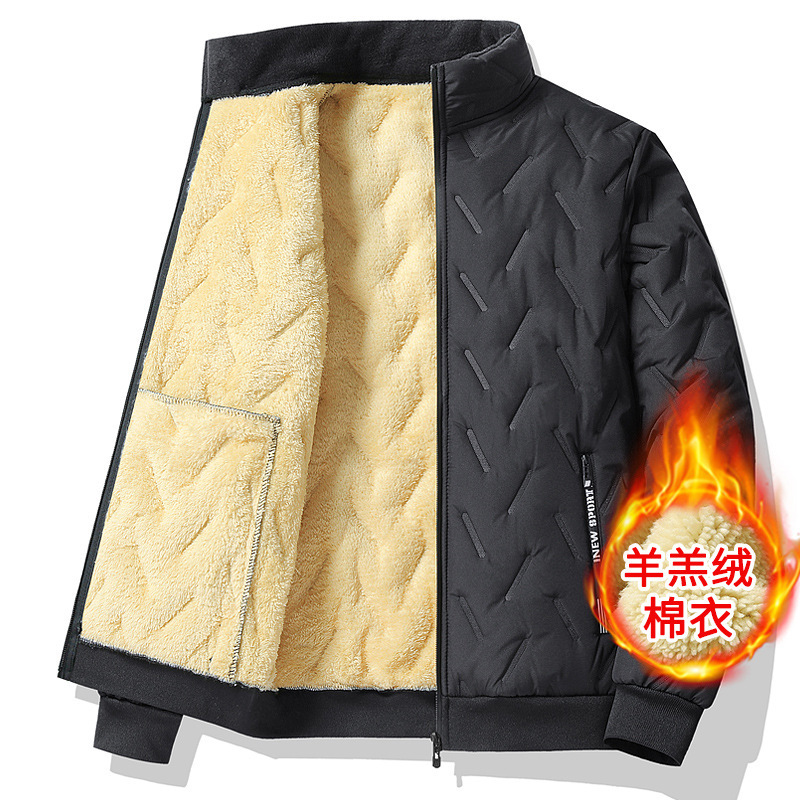 Abrigo acolchado de algodón de lana de cordero abrigo de hombre forrado de lana gruesa abrigo de algodón acolchado abrigo de hombre Otoño e Invierno casual chaqueta acolchada de algodón moda al aire libre al por mayor de los hombres