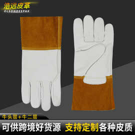 浩远皮革牛皮劳保手套DZ002园艺手套 可供跨境劳保牛二层皮手套