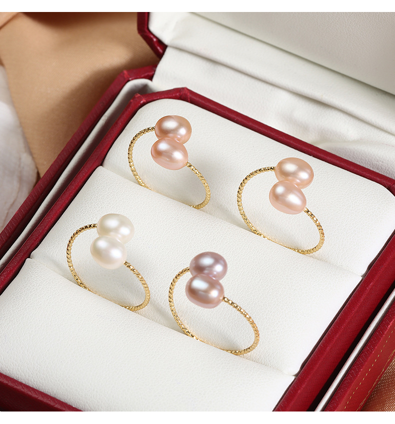 Wholesale Elegant Simple Style Geometric Freshwater Pearl Copper Rings display picture 7