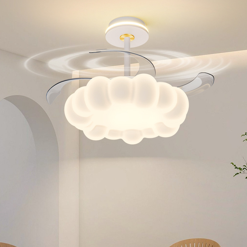 Hanging fan lamp dining room lamp cream wind new room bedroom fan lamp simple modern bubble living room dining table chandelier
