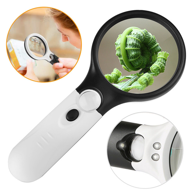 3X 45X Dual-Lens Handheld Magnifying Glass with Three Led Lights for Reading and Jewelry Appraisal, a Popular E-Commerce Item 3X 45X Dual-Lens Handheld Magnifying Glass with Three Led Lights for Reading and Jewelry Appraisal, a Popular E-Commerce Item
