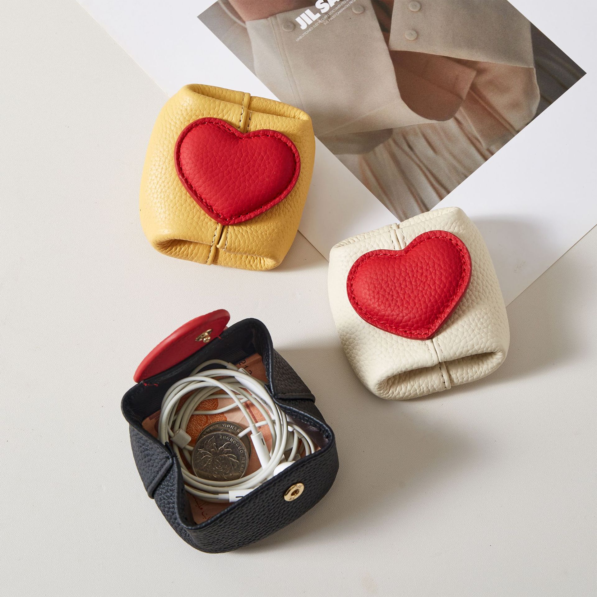 Japanese and Korean Style Genuine Leather Coin Purse Top Layer Cowhide Mini Wallet Storage Cross-Border Women's Cowhide Wallet