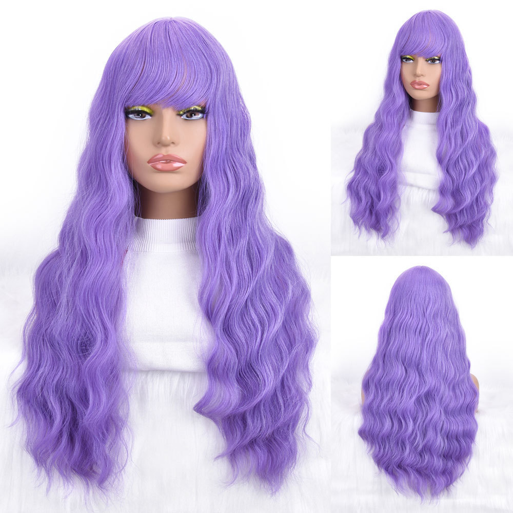 Synthetic Women's Chemical Fiber Long Style With Bangs Curly Hair Wig Full Headband Available In Multiple Colors_voghion.com