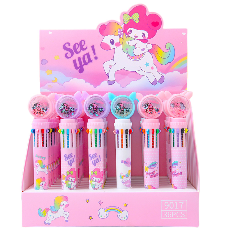 Cute lápiz de bolas de diez colores de dibujos animados de alto valor visual de lápiz marcador de notas de aprendizaje cultural de estudiantes lápiz