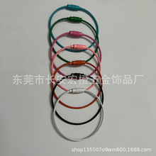 不锈钢丝绳圈钥匙扣挂件钢丝圈吊牌线圈吊丝挂扣户外带锁扣钢丝环