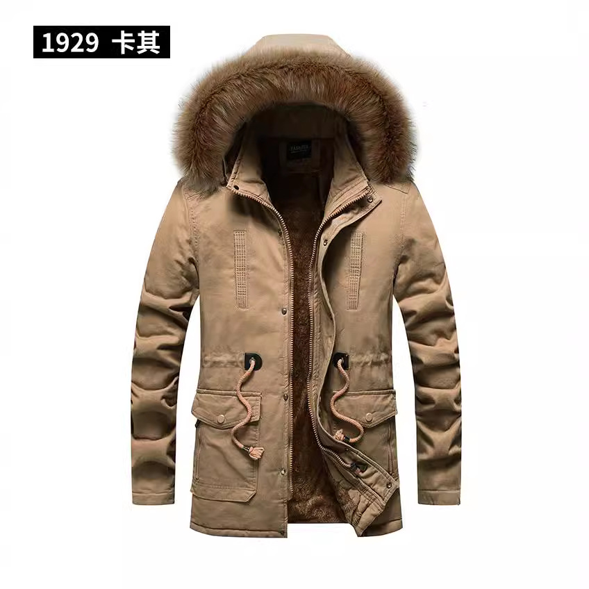 Transfronterizo 2023 otoño y invierno nuevo algodón lavado con agua grueso abrigo de cuello de cabello grande bolsas de comercio exterior ocio suelto abrigo para hombres