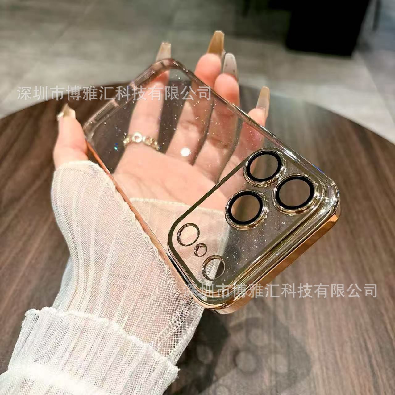 Aplicable para iPhone 17 Promax galvanizado polvo flash teléfono móvil Apple 16 / 15 todo incluido PC Hard Case 14P Case Protector