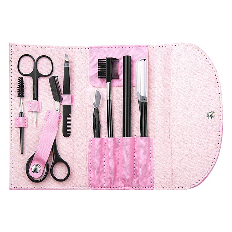 Factory spot eyebrow trimming 8-piece beauty scissors eyebrow trimming full set beauty makeup multifunctional eyebrow clip eyebrow scissors set Wholesale