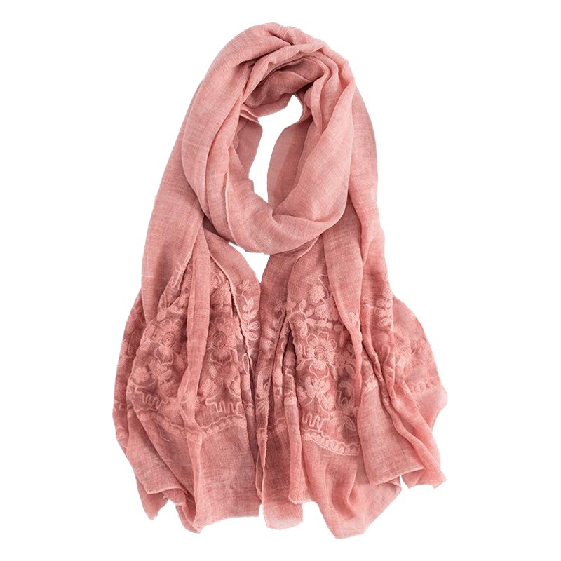 春と秋の冬の新型韓国版刺繍マフラー女性百合刺繍マフラー多色韓国ロングストール両用