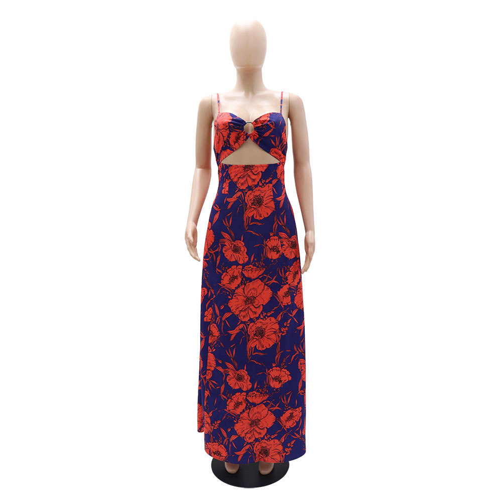 Strap Neckline Wholesale Women's Elegant Painted Flower Daily Strap Sleeveless Regular Dress