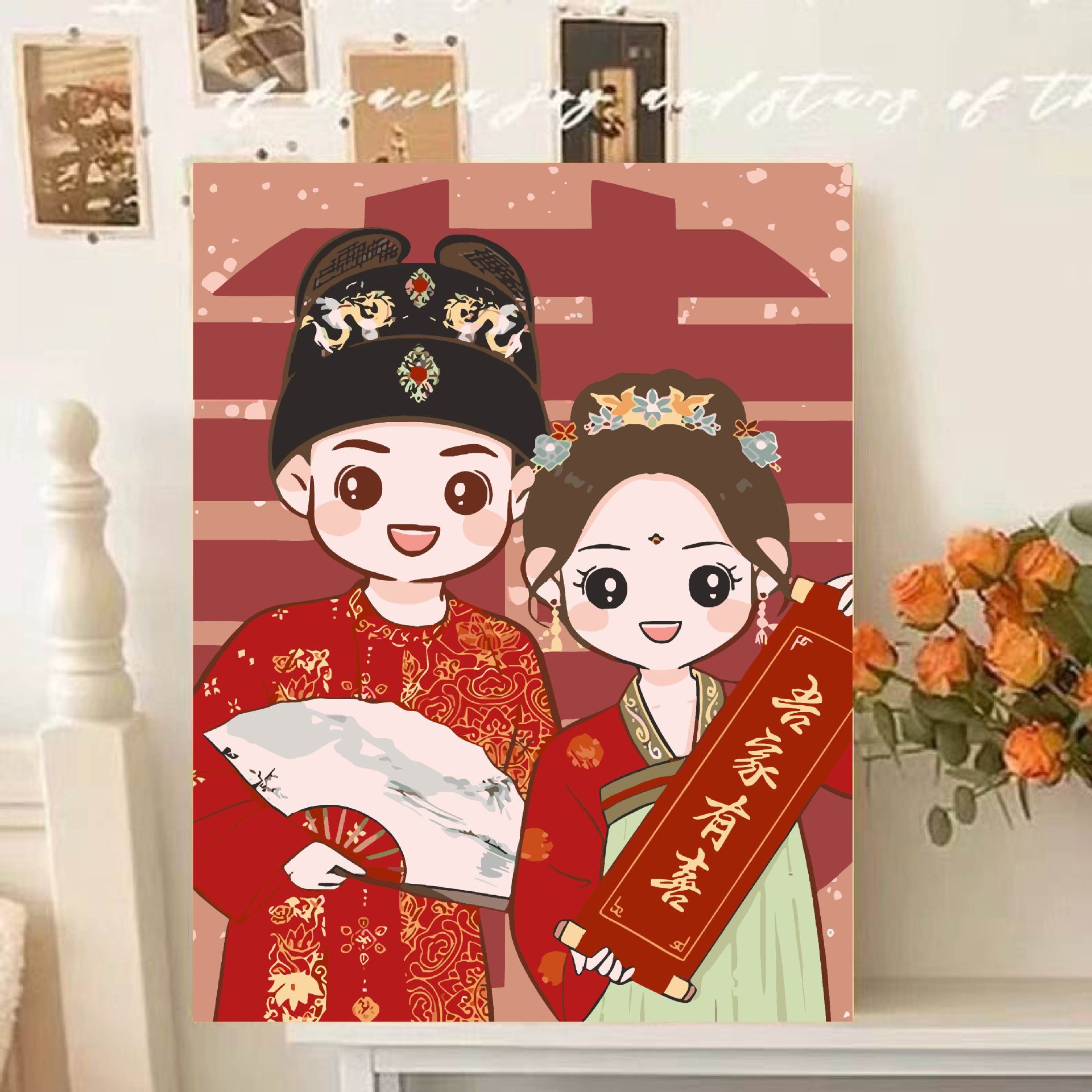 Casamiento digital didiy pintura a óleo de relleno pintura a óleo de curación paisaje pintado a mano flor decoración de sala de estar pintura colgante