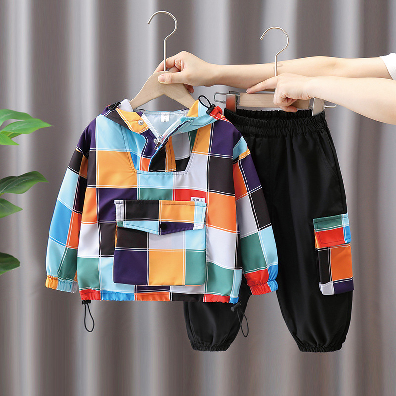 6211 juegos de niños primavera y otoño juegos de deportes con capuzas de dos piezas 2025 nuevo estilo frito calle guapo bebé de otoño