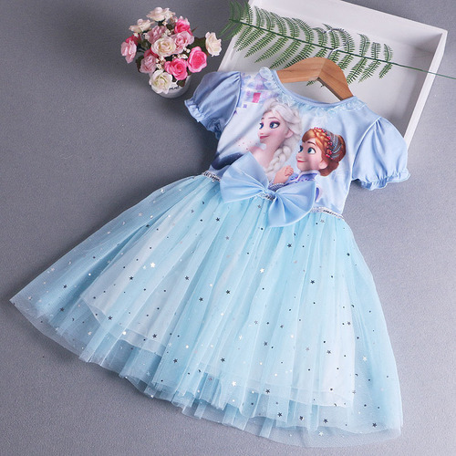 Children's Frozen Elsa Princess Dress Summer Dress Girls Fashionable Elsa Baby Girl Elsa Dress