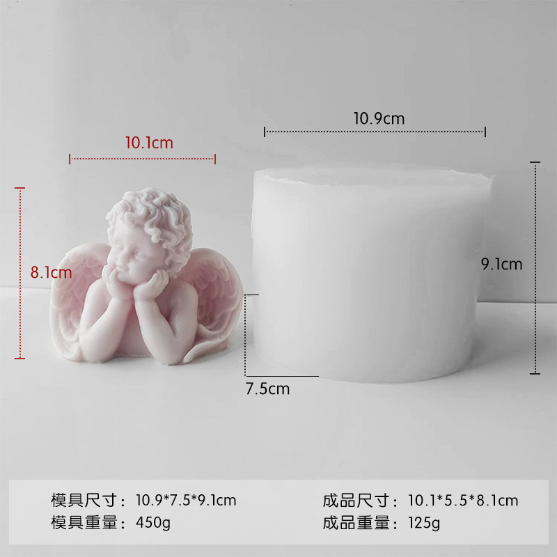 3D alas de ángel vela molde de silicona molde de yeso hecho a mano jabón arcilla ángel bebé herramientas de decoración de la torta