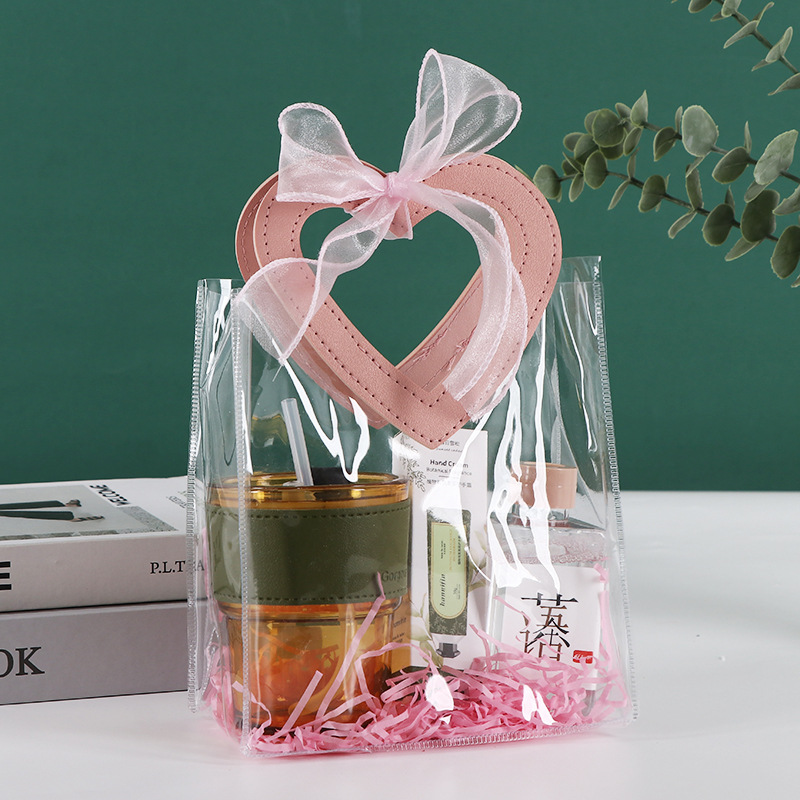 Bolsas de plástico de PVC transparentes bolsas de regalo estereoscópicas bolsas de regalo de compromiso caramelo de boda bolsas de regalo portátiles al por mayor