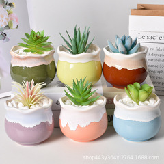 陶器の植木鉢、クリエイティブなオフィスデスクトップ多肉植物用小型鉢、卸売、家庭園芸、室内デスクトップ植木鉢