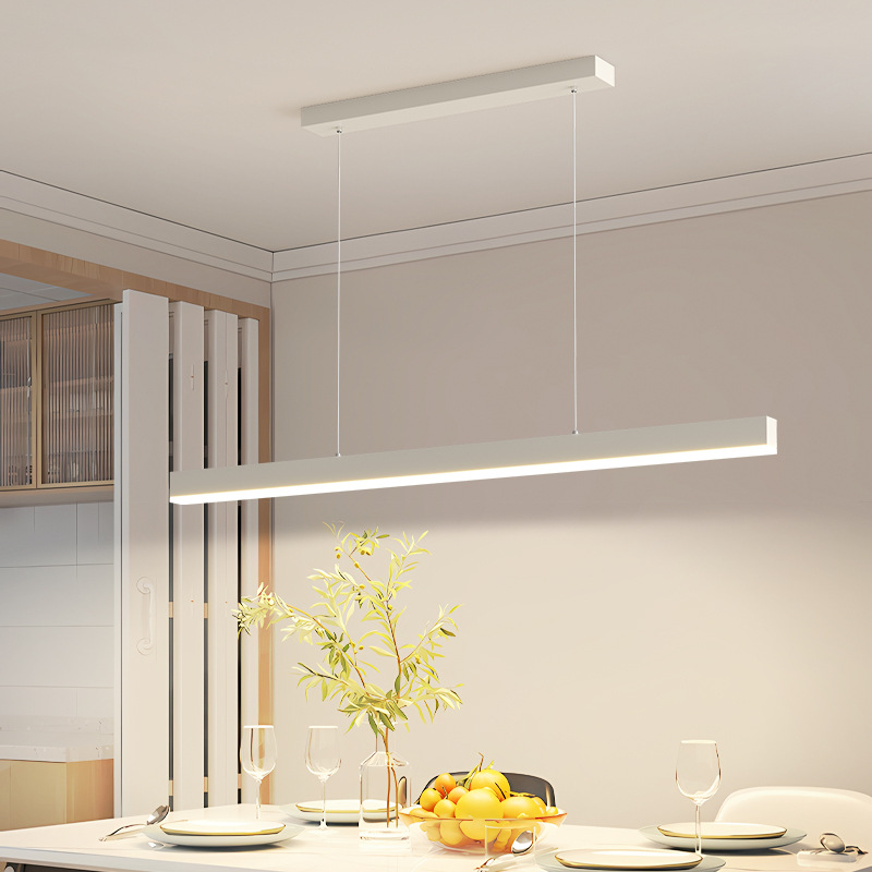 Candelabro de restaurante de una palabra para el hogar moderno y simple, lámpara de mesa de comedor geométrica, restaurante minimalista, salón de té, bar, lámpara larga para hotel