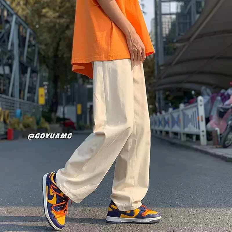 美式复古裤子男士夏季款潮牌欧美高街宽松直筒阔腿工装裤休闲长裤