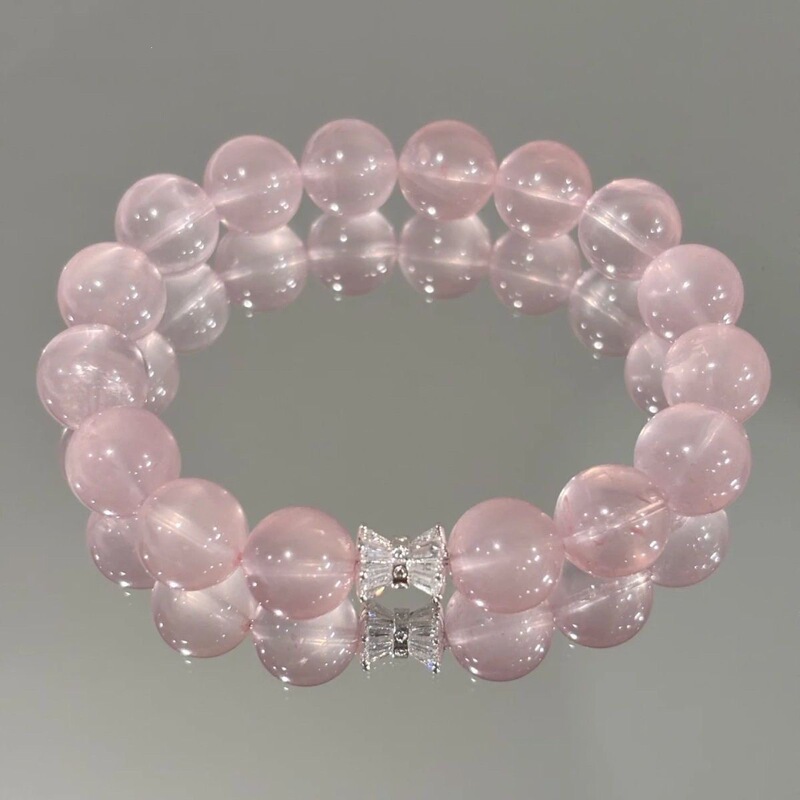 [with National Inspection Certificate] Pure Natural Pink Crystal Bracelet for Women, a Gift for Best Friends and Good Relationships