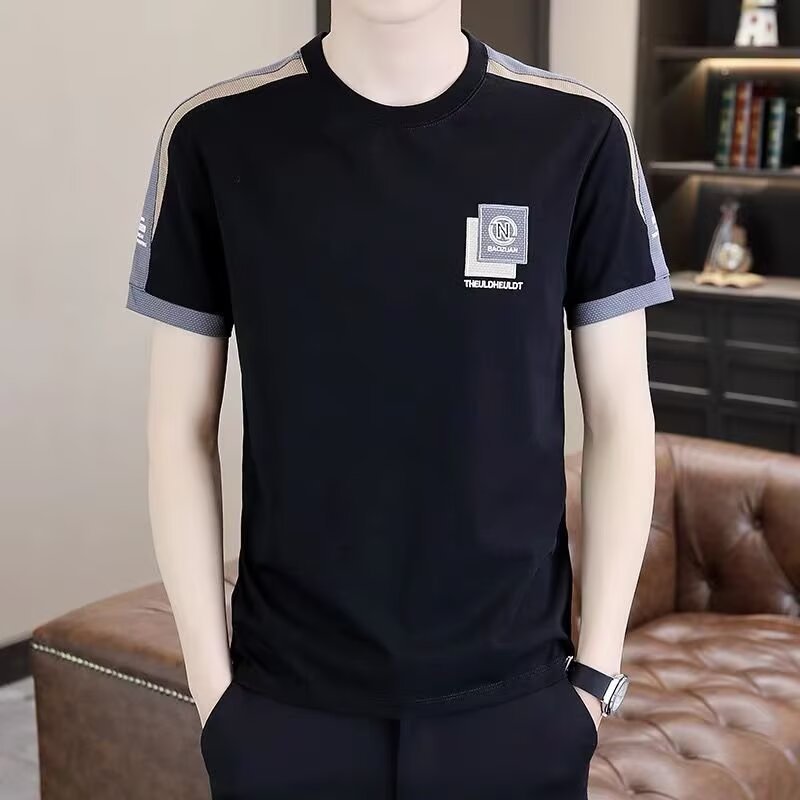 メンズ半袖tシャツ英倫ファッションブランドカジュアル2025 tシャツ高級感服アイス半袖上着ファッション|undefined