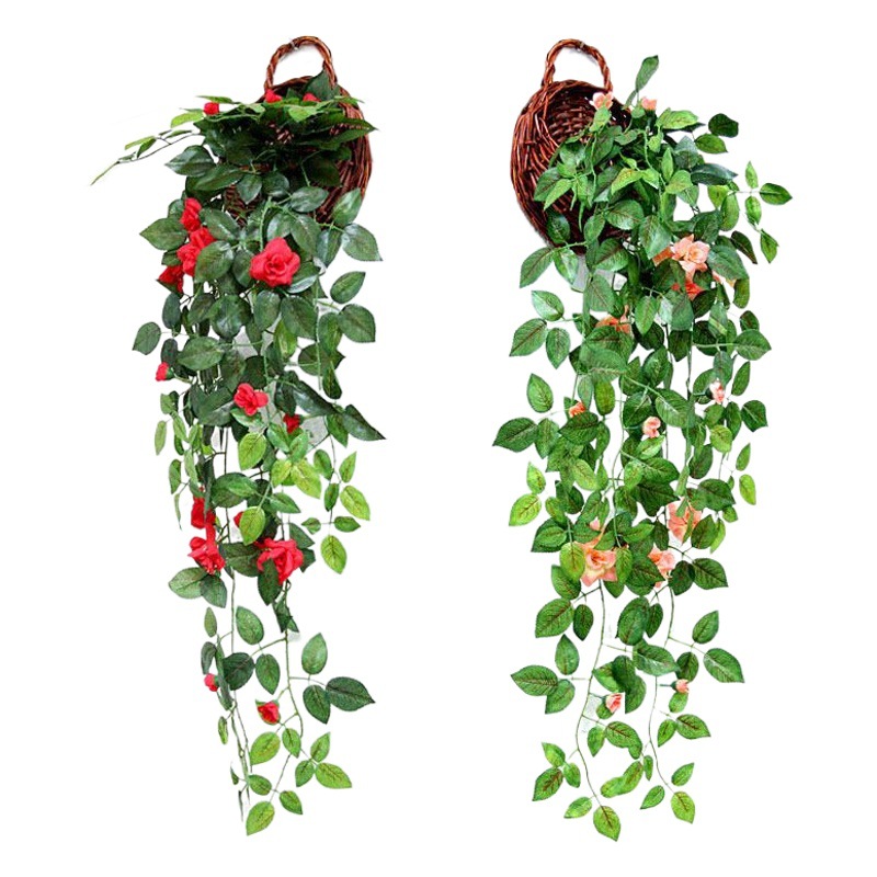 Flor artificial flor Rosa vid pared colgante cesta salón balcón decoración del hogar flor