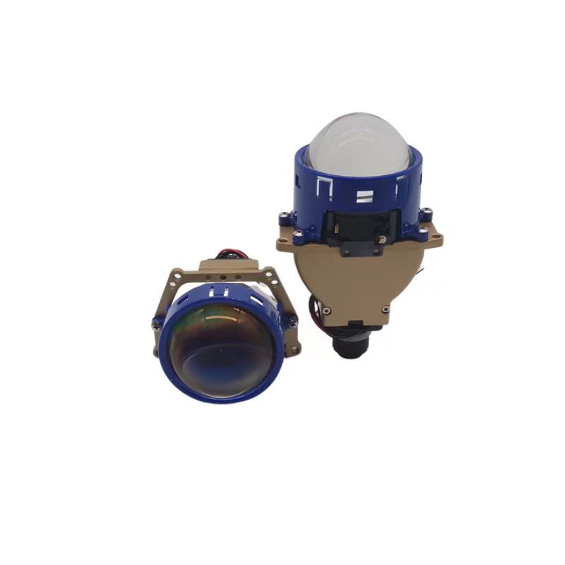 LED de doble luz de la lente faro 55W brillante proyector fuerte lejos y cerca de la modificación integrada de la película Azul faro al por mayor