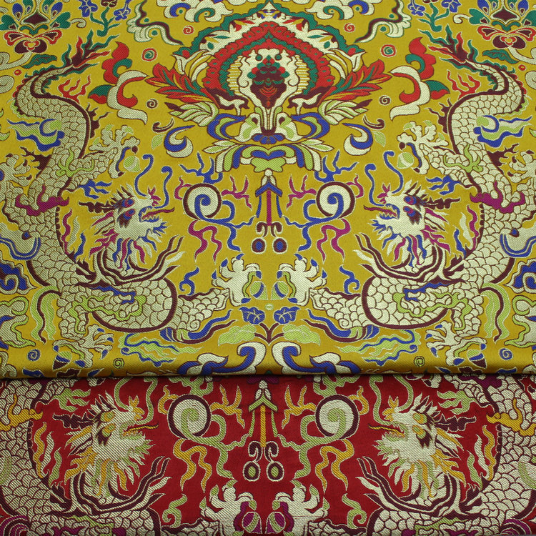 中国风龙袍旗袍影视舞台桌旗抱枕装饰布提花纺云锦丝绸龙纹面料