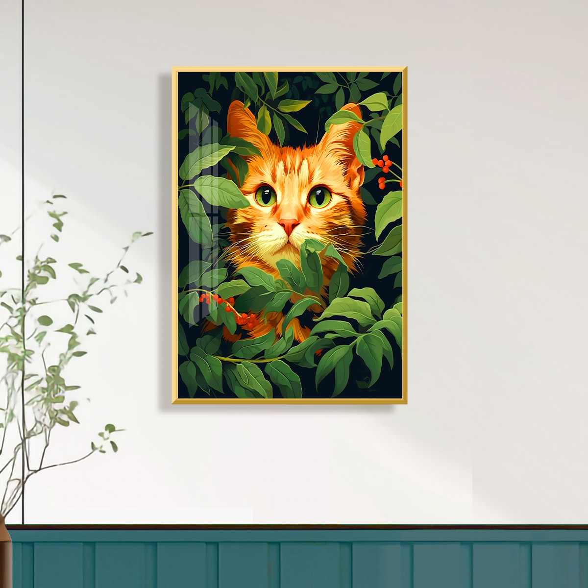 Nueva serie de animales de punto de cruz transfronteriza: gato naranja arte moderno sala de estar entrada decoración de punto de cruz de alta gama image 2