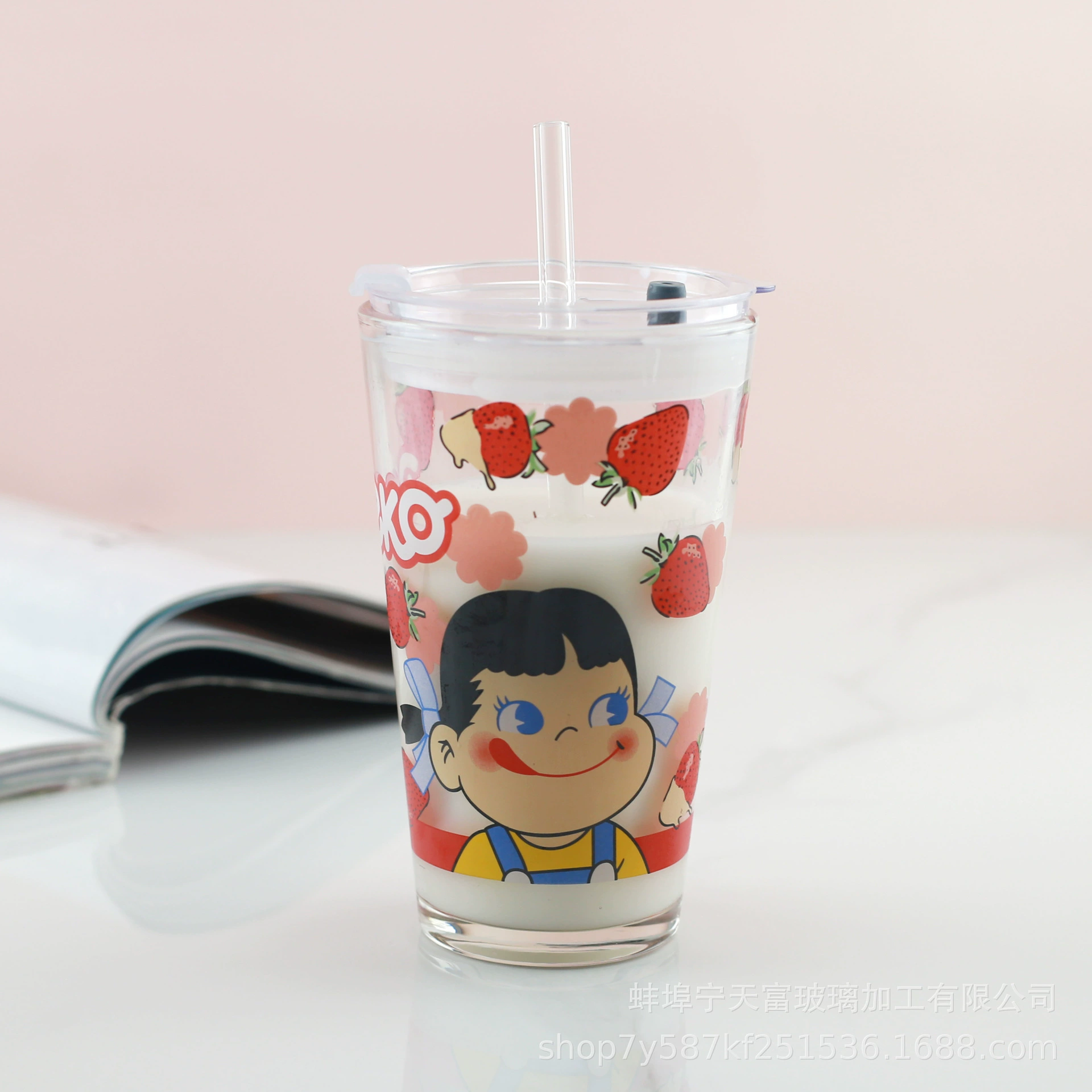 Cartoon glass hairpins, creative cute straw for office, wholesale