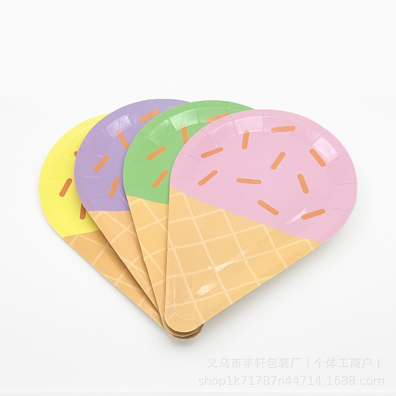 Niceparty 10 bandejas de papel en forma de helado bandejas de fiesta de cumpleaños desechables platos