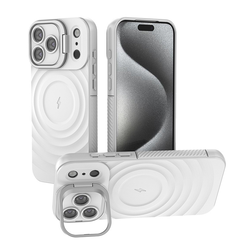 IPhone16波紋磁気吸引携帯ケースの新型アップル15promaxレンズスタンド転倒防止保護カバーを適用|undefined