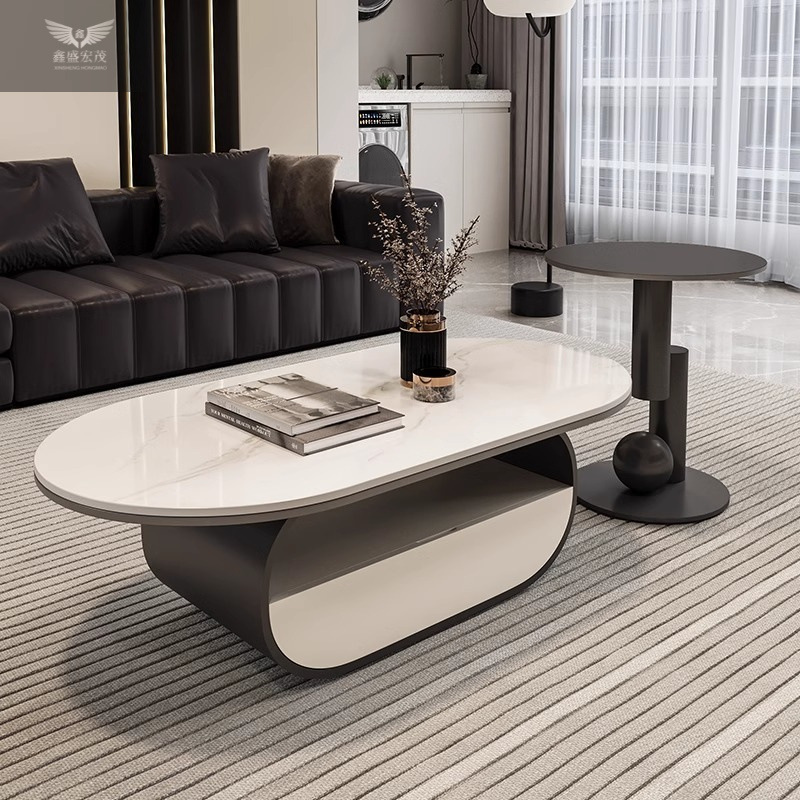 Nuevo hogar moderno simple y lujoso mesas combinadas de moda mesa de té sala de estar de roca elíptica completa