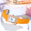 Fashionable square swiss watch, belt, quartz calendar, suitable for import, genuine leather, internet celebrity