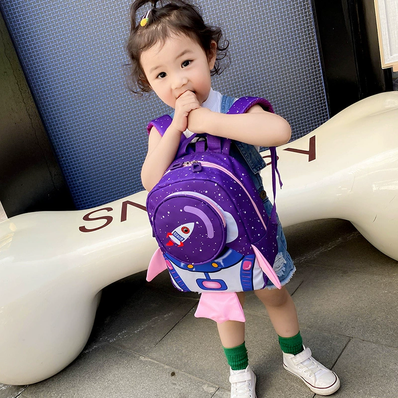 Protective cartoon children's space backpack with leash for kindergarten for boys and girls, anti-lost