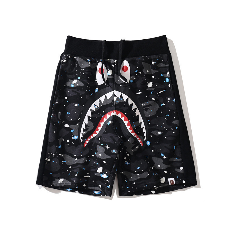 Japanese Bape Trendy Brand Men's Summer Casual Shorts 3D Digital Print Shark Head Five-Point Shorts Women's Breathable Mesh