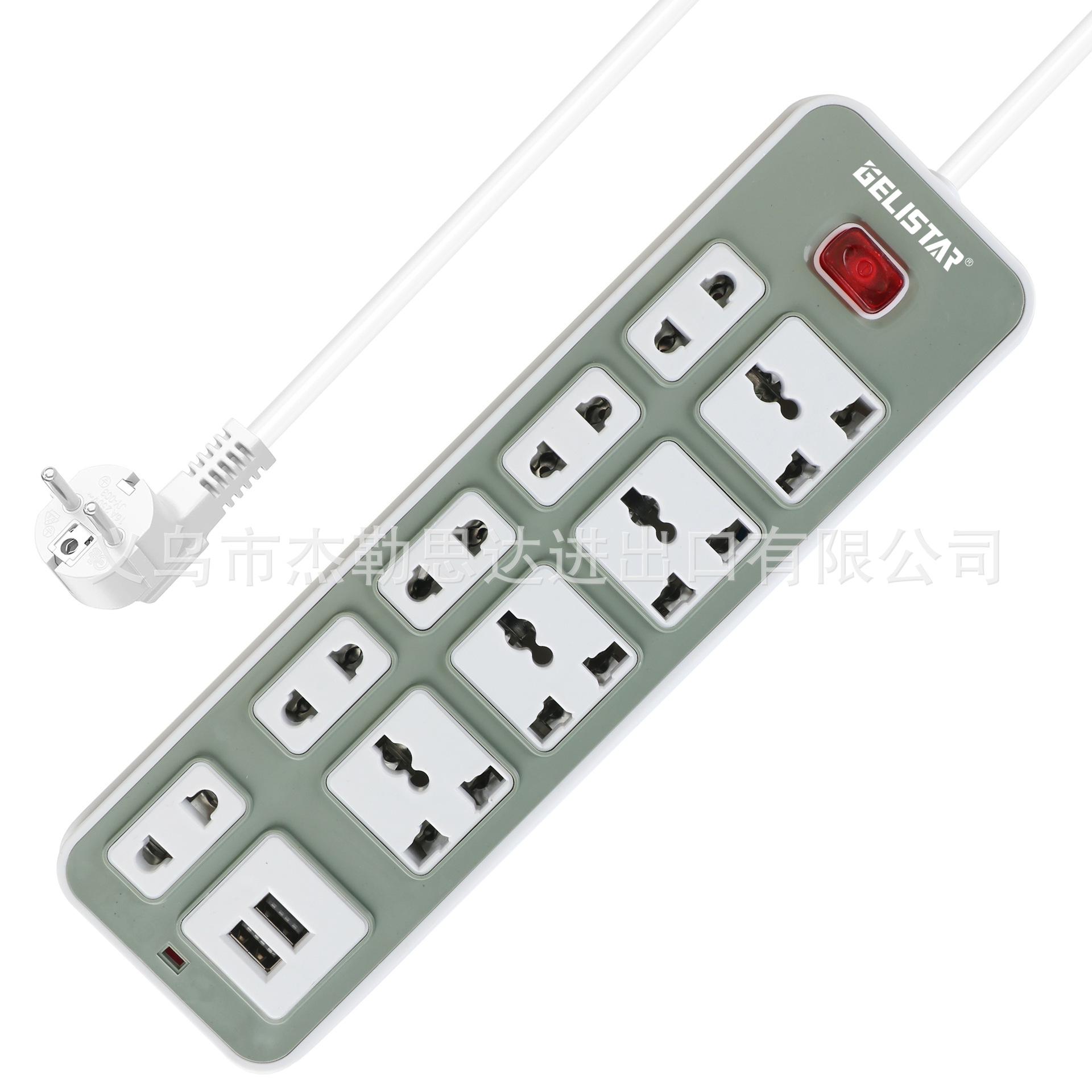 9孔2USB万能孔插座外贸出口非洲便宜带开关接线板电源插板