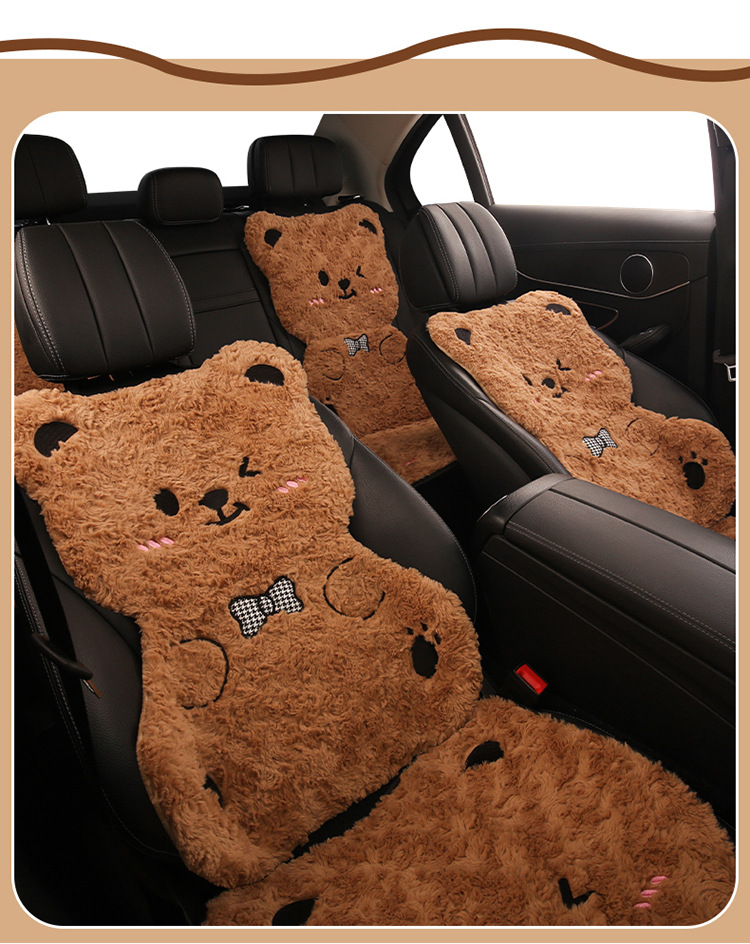 Winter Plush Cartoon Car Seat Cushion for Car Use to Keep Warm and Cold, Special Seat Cushion with Cute Little Waist, Non-Slip and Free of Binding