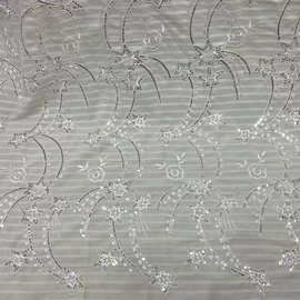 棉线雪纺绣花面料金线绣花面料花边面料刺绣童装网纱刺绣面料刺绣