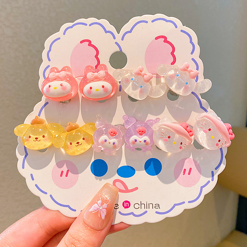 Sanliou niños dibujos animados orejetas colgantes para bebés 2024 nuevas niñas sin agujeros de orejas no lastimar orejas orejetas de niñas