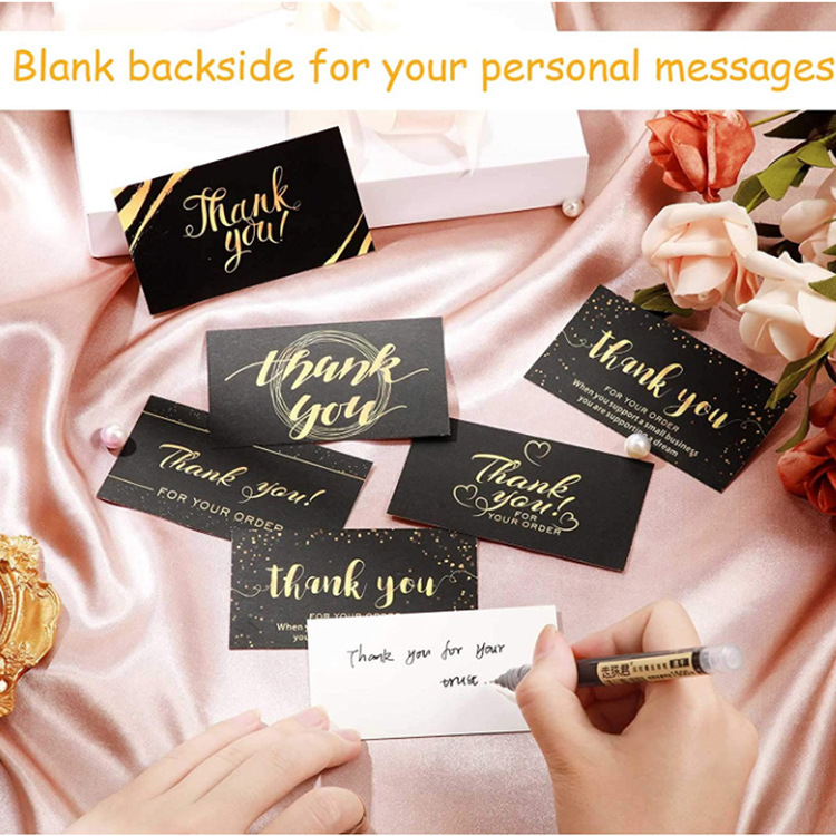 Coated Paper Simple Thank You Black Bronzing Card display picture 2