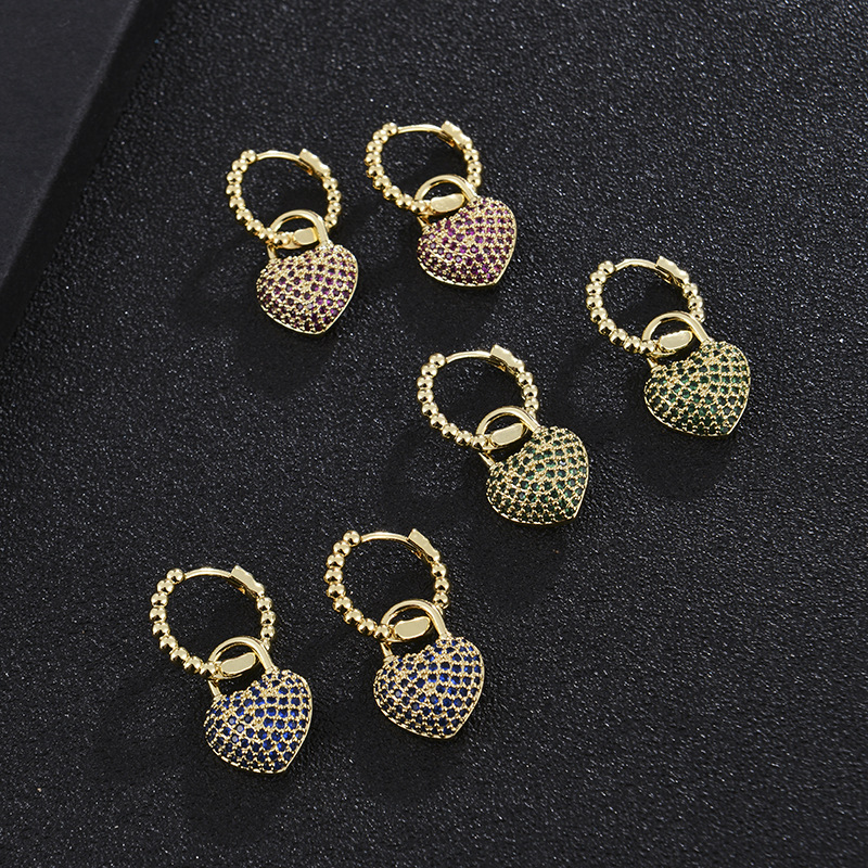 Boucles D&#39;oreilles En Zircon Incrusté De Cuivre Géométrique À La Mode En Gros display picture 5