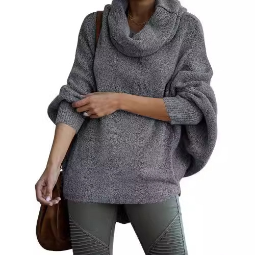 2024 Autumn Cross-Border Amazon Women's Winter Solid Color Turtleneck Loose Pullover Sweater for Commuting Versatile